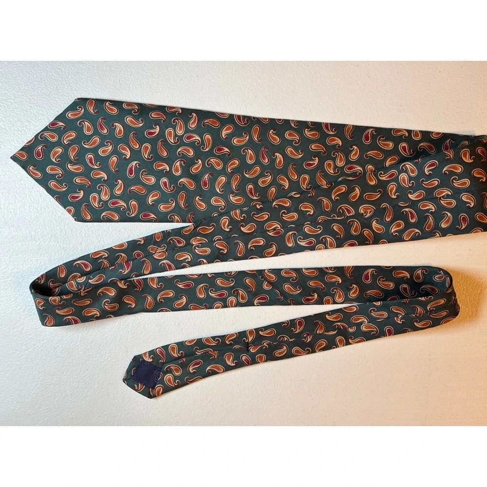 Liberty of London Silk Paisley Tie Green‎ Burgundy Orange Men's Necktie